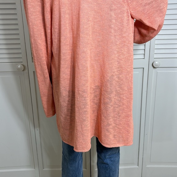 Eileen Fisher Orange Linen Blend Knit Cardigan Large - Picture 10 of 14